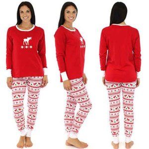 COPY - Matching Red White Reindeer Winter Christmas Family Pajamas PJs Men Wome…